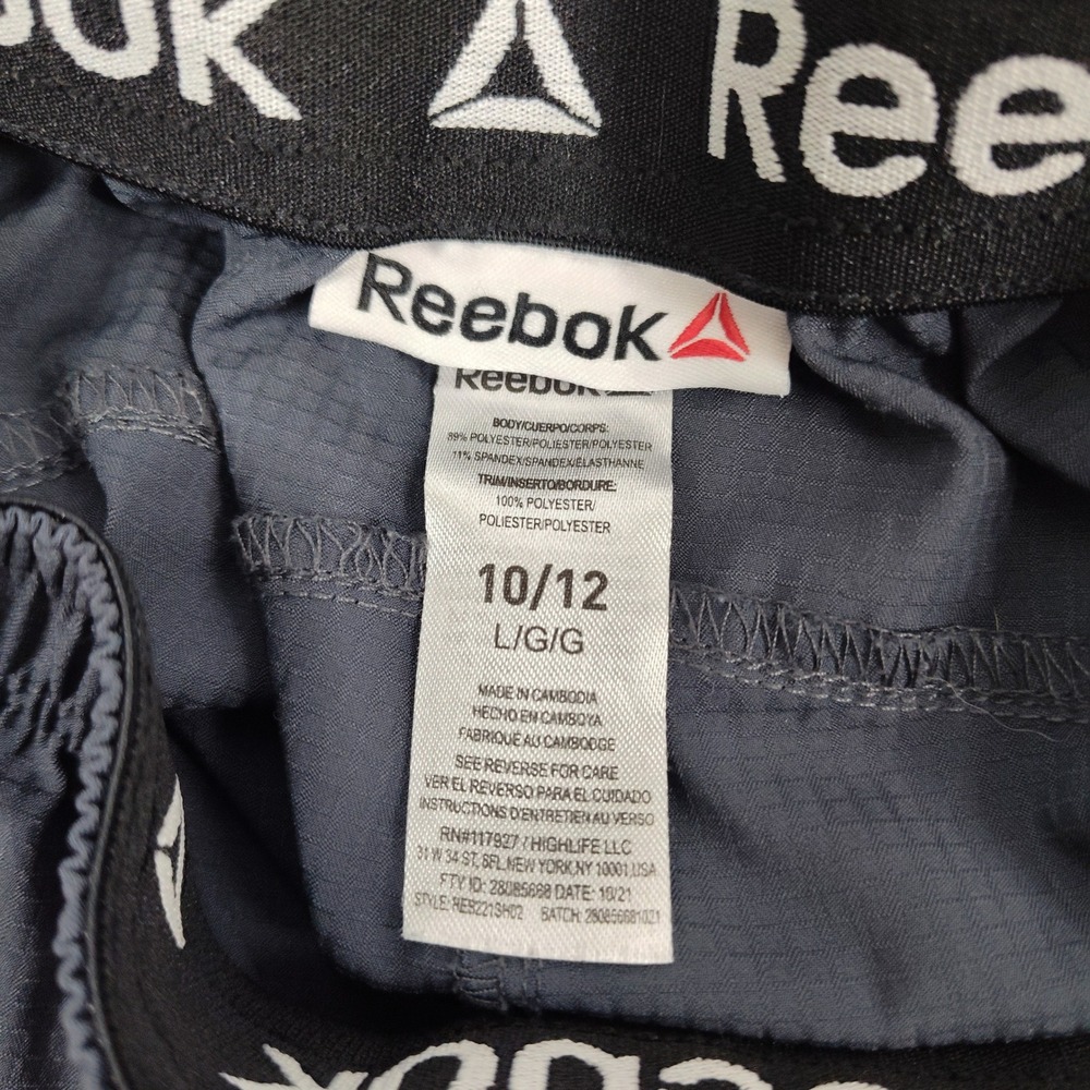 Reebok Boys Athletic Shorts Gray Lime Green Zipper Pocket Size L 10/12 - Picture 11 of 13